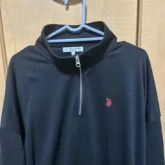U.S. POLO ASSN. ブラック ハーフジップ トレーナー L