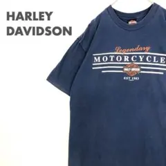 2683 ハーレーダビッドソン　両面　ビッグロゴ　半袖　Tシャツ　ゆるだぼ　紺