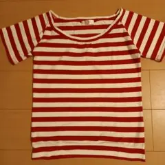 値下げ　IIMK　ミッシェルクラン　 赤白ストライプ 半袖Tシャツ　サイズ38のサムネイル