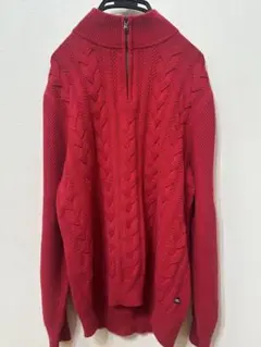 NAUTICA レッド ケーブルニット L