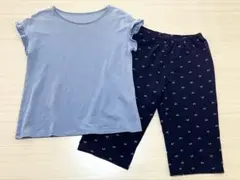 UNIQLO ユニクロ エアリズムコットンブレンド半袖パジャマ ブルー 150②のサムネイル