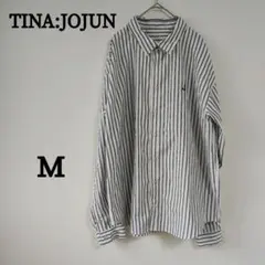 TINA:JOJUN ティーナジョジュン 刺繍ストライプシャツ オーバーサイズのサムネイル