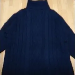 美品　セール　ZOZO　大きめ　ネイビー 　ニットワンピース　 ロング　タートル