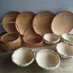 竹ざる 竹かご 竹皿 竹細工 小物入れ 竹製バスケットセット