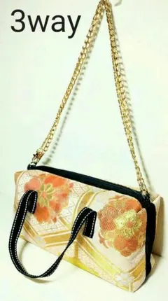 袋帯 リメイク 3way チェーンバッグ 小