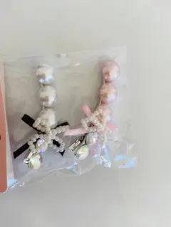 パールリボンヘアクリップ2個セット