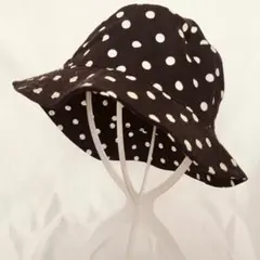 ユニクロ　水玉　 黒　バケットハット　フェス　バケハ　帽子　146929　綿
