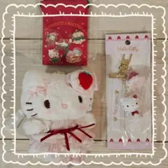 サンリオ いちごホイップケーキ マスコット キーホルダー 巾着付き ハローキティ