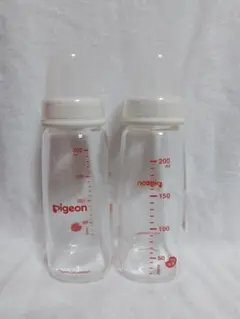 Pigeon 哺乳瓶 200ml 2本セット ガラス スリムタイプ 乳首なし