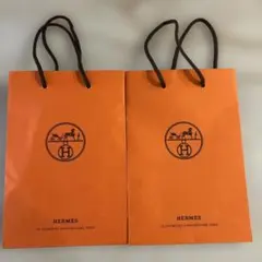 HERMES オレンジ 紙袋 2枚セット　リボン付き