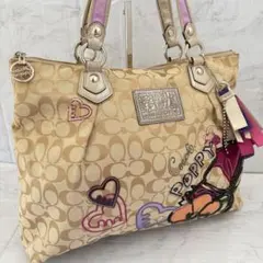 COACH コーチ ポピー トートバッグ シグネチャー ハートA4 大容量 赤