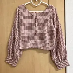 archives アルシーヴ 長袖 チェック クロップド丈シャツ レディース Mのサムネイル