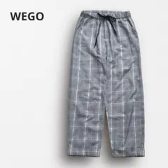 Y7249【WEGO】グレンチェックワイドパンツ ウエストゴム 楽ちん S