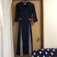 REDYAZEL配色ダブルバックルシャツワンピース