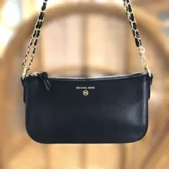 ［美品］MKマイケルコース　　チェーンショルダーバッグ　2way シボ革　黒