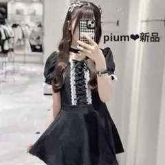 pium ピウム レースアップチョーカーセットアップ ブラック - メルカリ