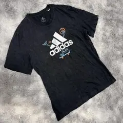 adidasアディダス（XXL）Tシャツ ブラック グラフィック