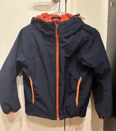 ネイビー/オレンジ フード付きコート 130サイズ