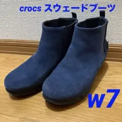 crocs クロックス サイドゴアブーツ スエード ウェッジソール w7のサムネイル