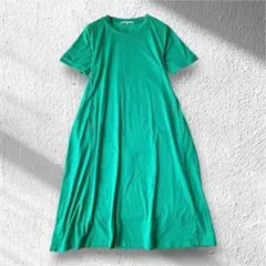 【イッツデモ】ワンピース 綿混 ポケット有 クルーネック 半袖 Fのサムネイル