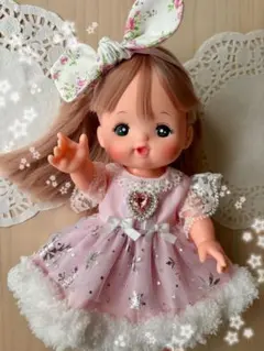 メルちゃん　ソランちゃん　ハンドメイド　服　ワンピースとリボンのセット