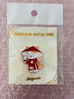 ベトナムピンバッジ 猫 アオザイ 匿名配送