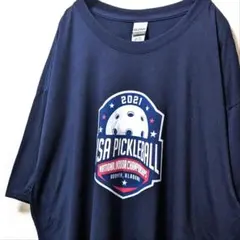 ギルダン USAリックルボール ロゴ Tシャツ ネイビー 紺色 XL 古着
