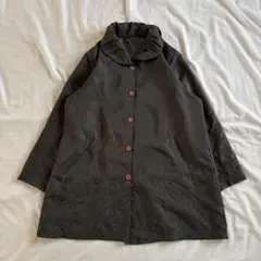 vintage 刺繍 ライトコート ロング丈 L 体型カバー 韓国製 キレイめ