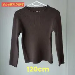 120cm 女の子 SM2 Lagom リブニット 茶色 フリル モックネック