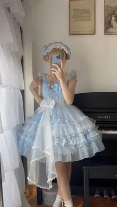 ReAmour リアムール オフショルコットンワンピース ブルー - メルカリ