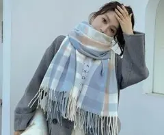 カシミアタッチ 大判ストール チェック柄 マフラー レディース