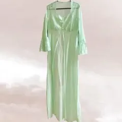 vintage ミントグリーン ランジェリー　ロングワンピース