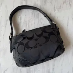 極美品✨ COACH ワンショル バッグ シグネチャー 黒 ハーフムーン y2k