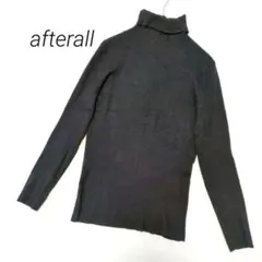 アフターオール リブ編みカットソー タートルネック 薄手 ブラック シンプル