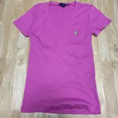 RALPH LAUREN Vネック Tシャツ ピンク　Sサイズ