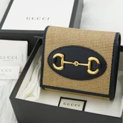 新品未使用品　箱付き　GUCCI グッチ　二つ折り財布　ホースビット　ベージュ