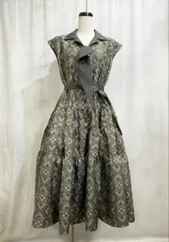 村山大島紬 ティアードワンピース