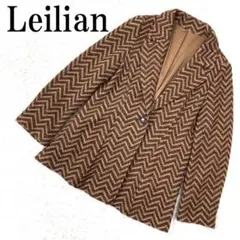 Leilian レリアン テーラードジャケット 総柄 ブラウン 13 B2565