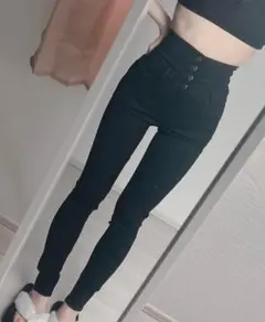 SHEIN　シーイン ハイウエスト ボタンフロント スキニーパンツ