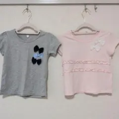 リボン付き 半袖Tシャツ 2枚セット 110cmのサムネイル