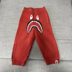 BAPE KIDSオレンジレッド シャークプリント ショートパンツ90cm正規品