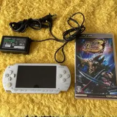 PSP 1000本体ホワイト 充電器 モンスターハンター3