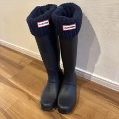 HUNTER ブラック 長靴 インナーソックス付き