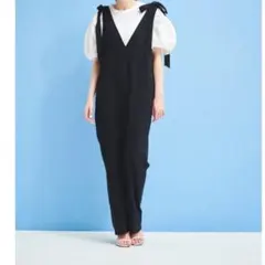 ヨリ トリアセリボンサロペット 肩リボン Vネック ストレート 2way 34のサムネイル