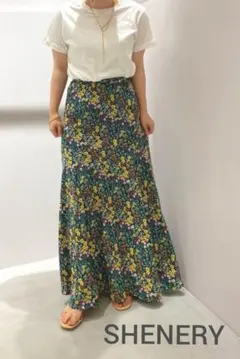 美品◆シーナリー フラワープリント切替マキシスカート 花柄 ロング 38のサムネイル