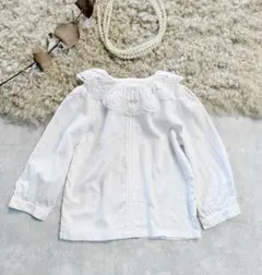ベビーディオール 90 白 透かしレース襟　ブラウス