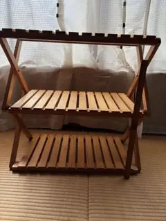 折りたたみ式木製3段ラック