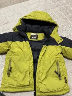 ダウンコート 黄緑/黒 フード付き　120
