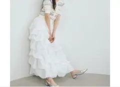 タックバルーンスカート ホワイト