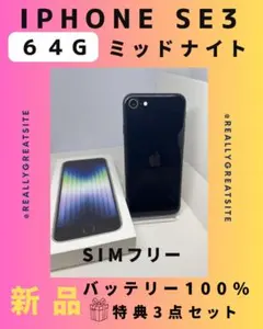 【美品】iPhone SE3 64G 黒　SIMフリー 新品バッテリー